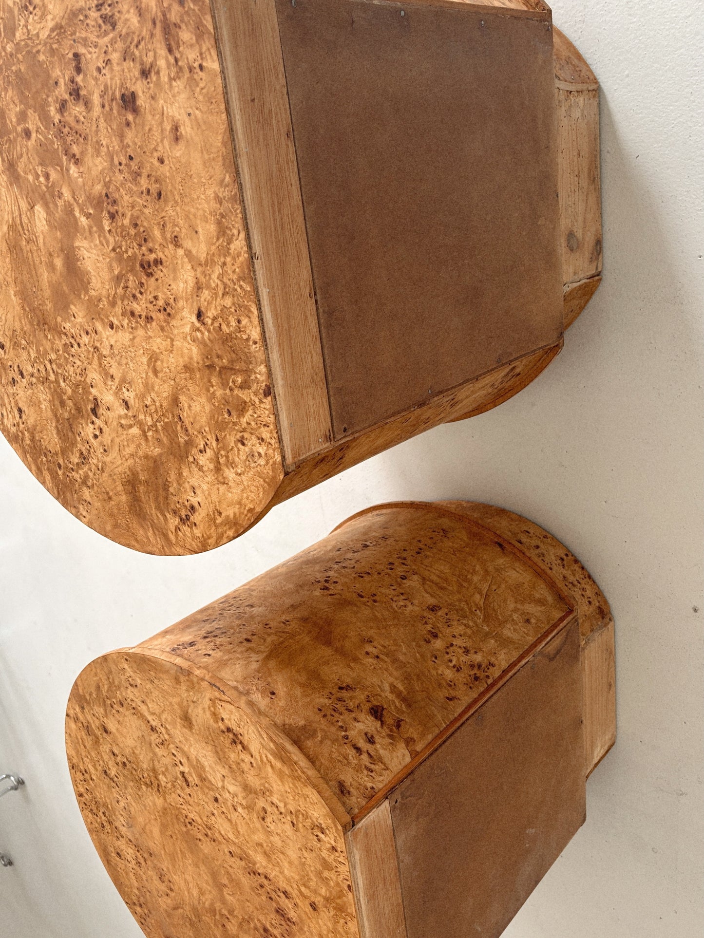 Round Vintage Burl Bedside Tables