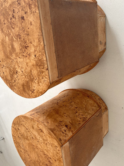 Round Vintage Burl Bedside Tables
