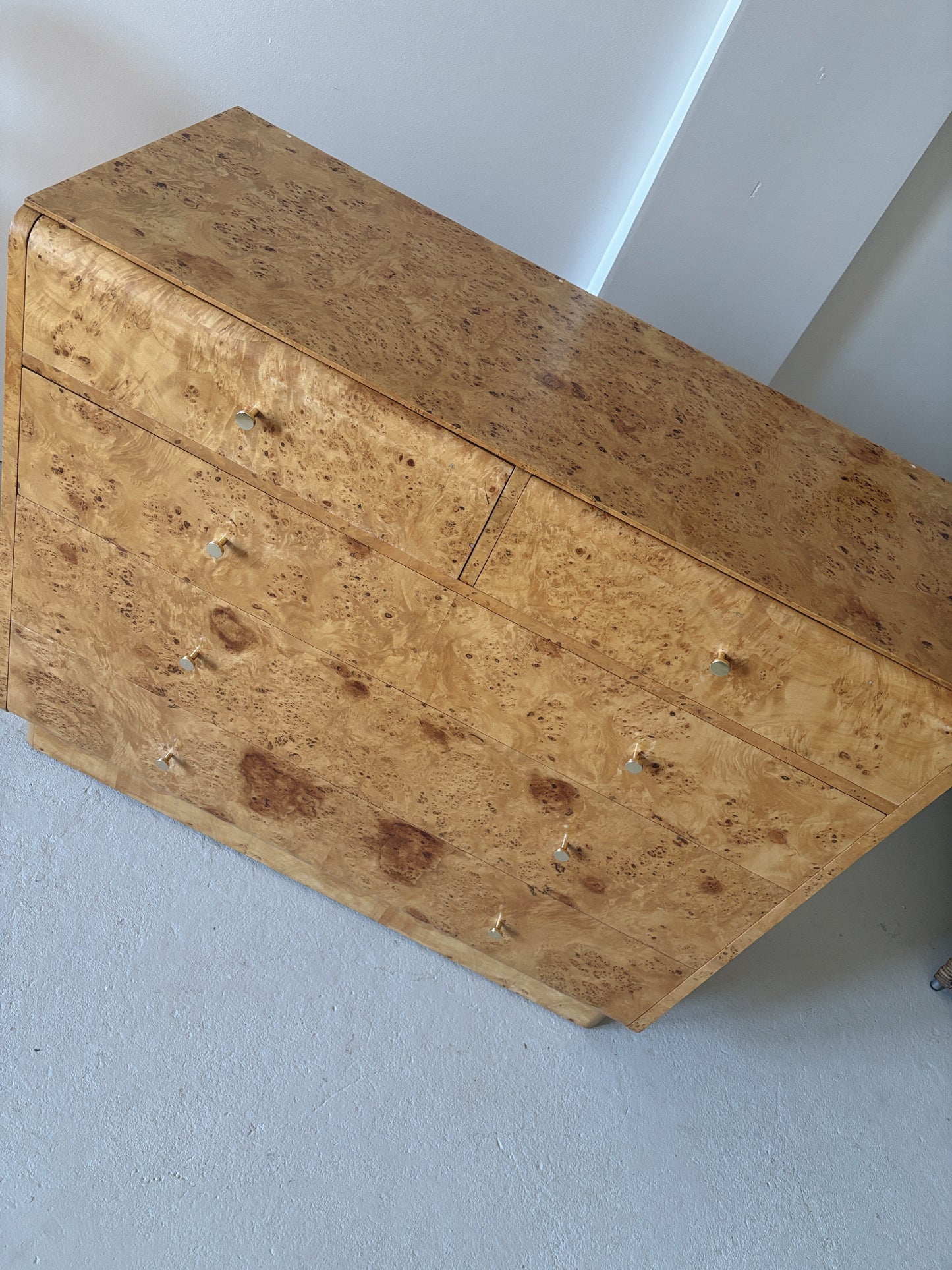 Curve Front Burl Drawers
