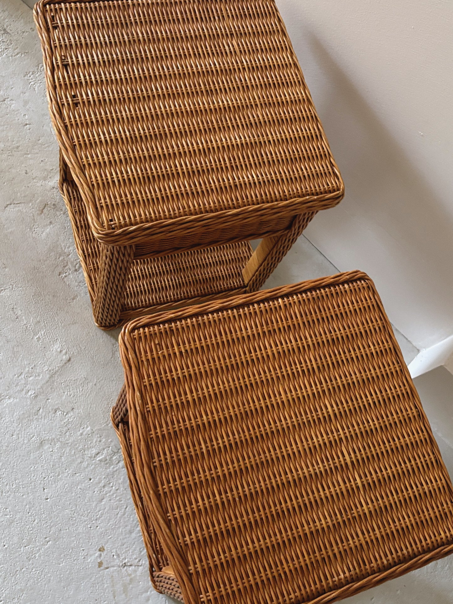 Vintage Rattan Bedside Tables
