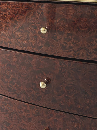 1990s Glossy Burl Bedside Tables
