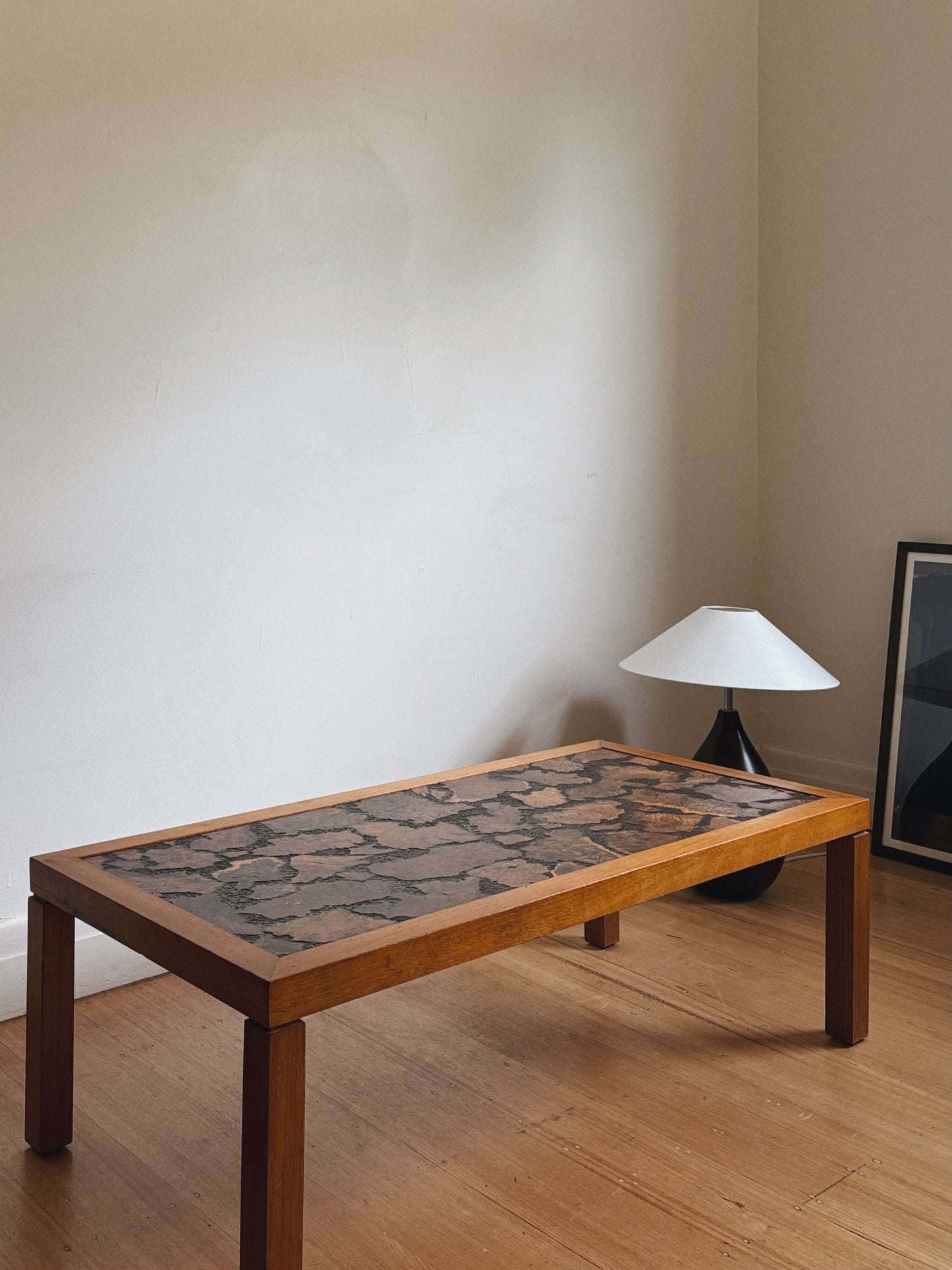 Mid Century Burl Inlay Coffee Table