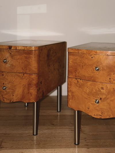 Wave Front Burl Bedside Tables
