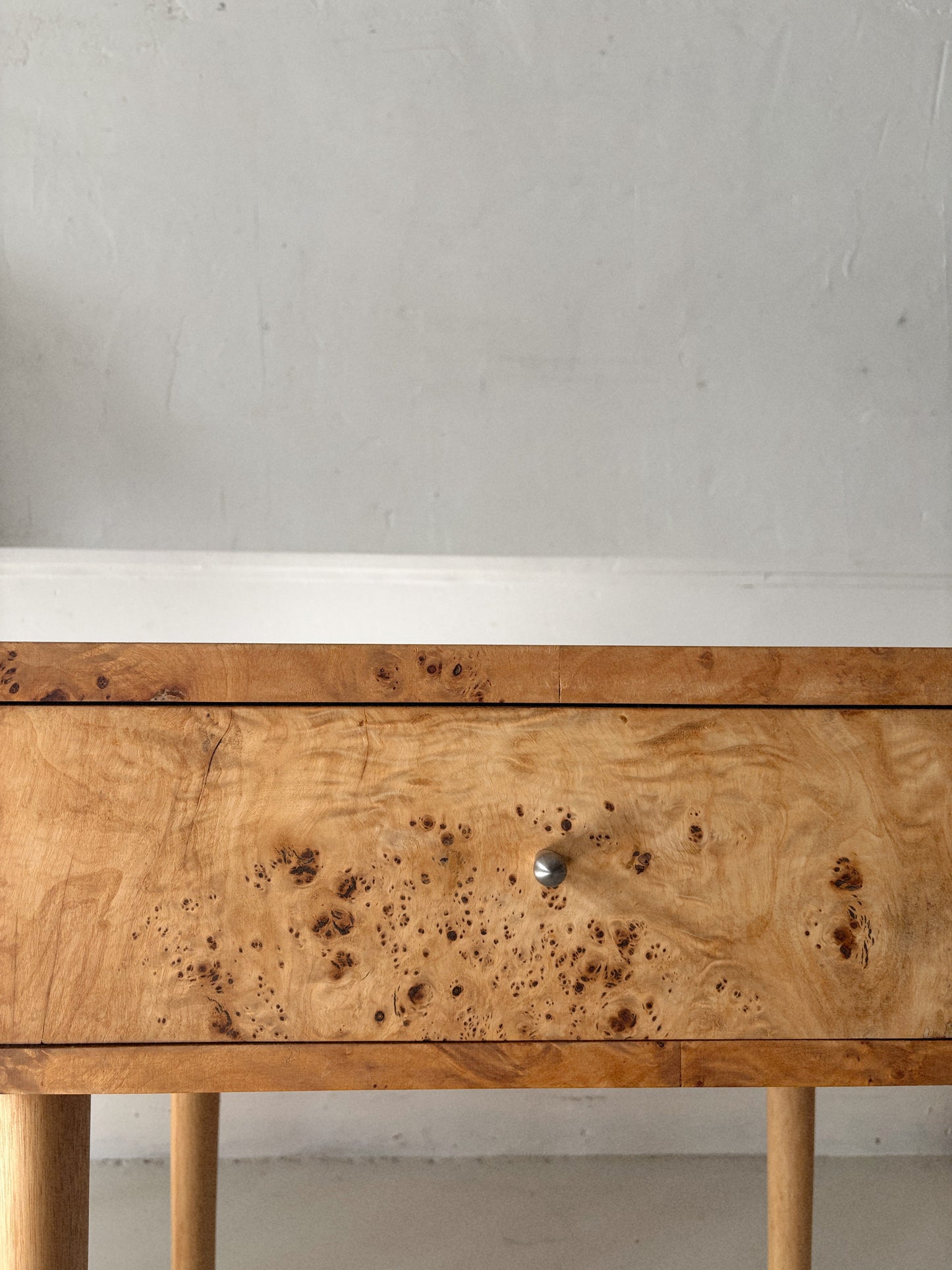Single Draw Burl Bedside Tables