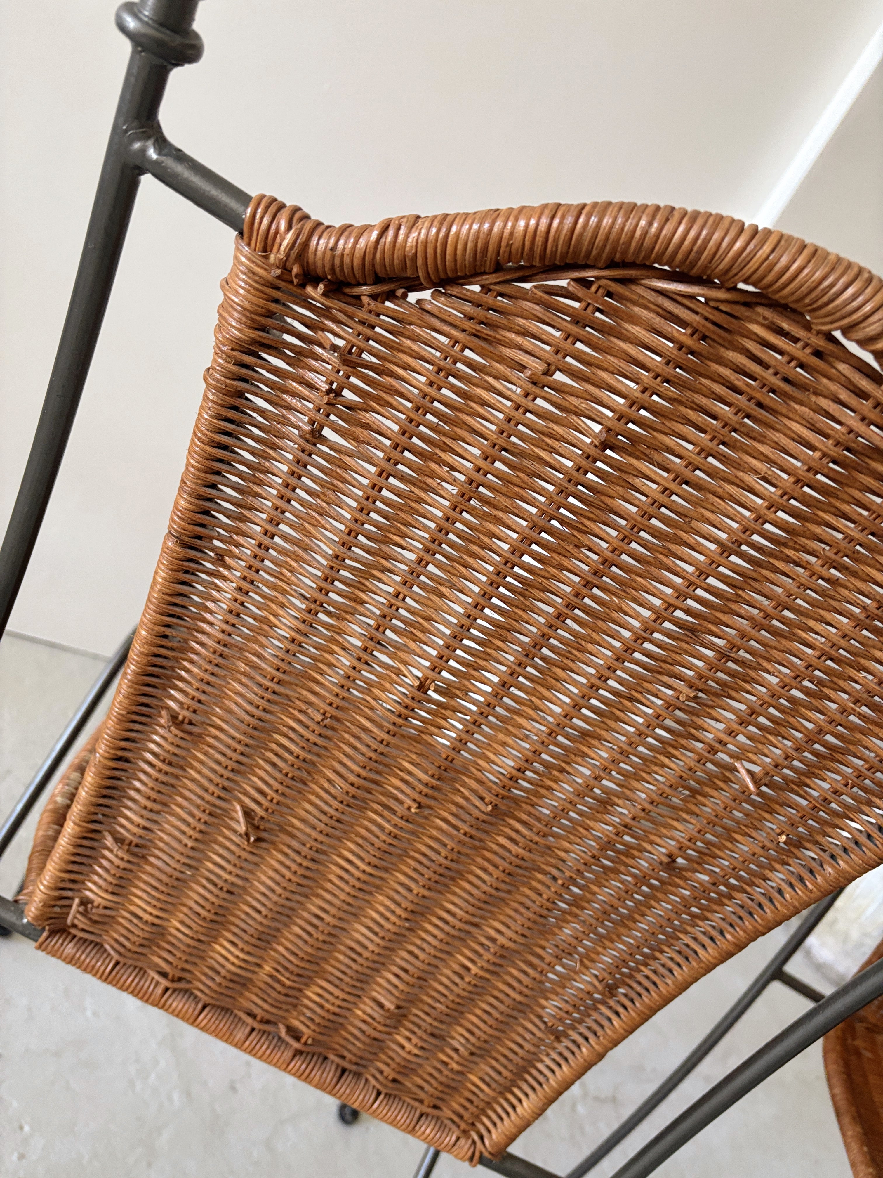 Set 6 Rattan + Steel Dining Chairs