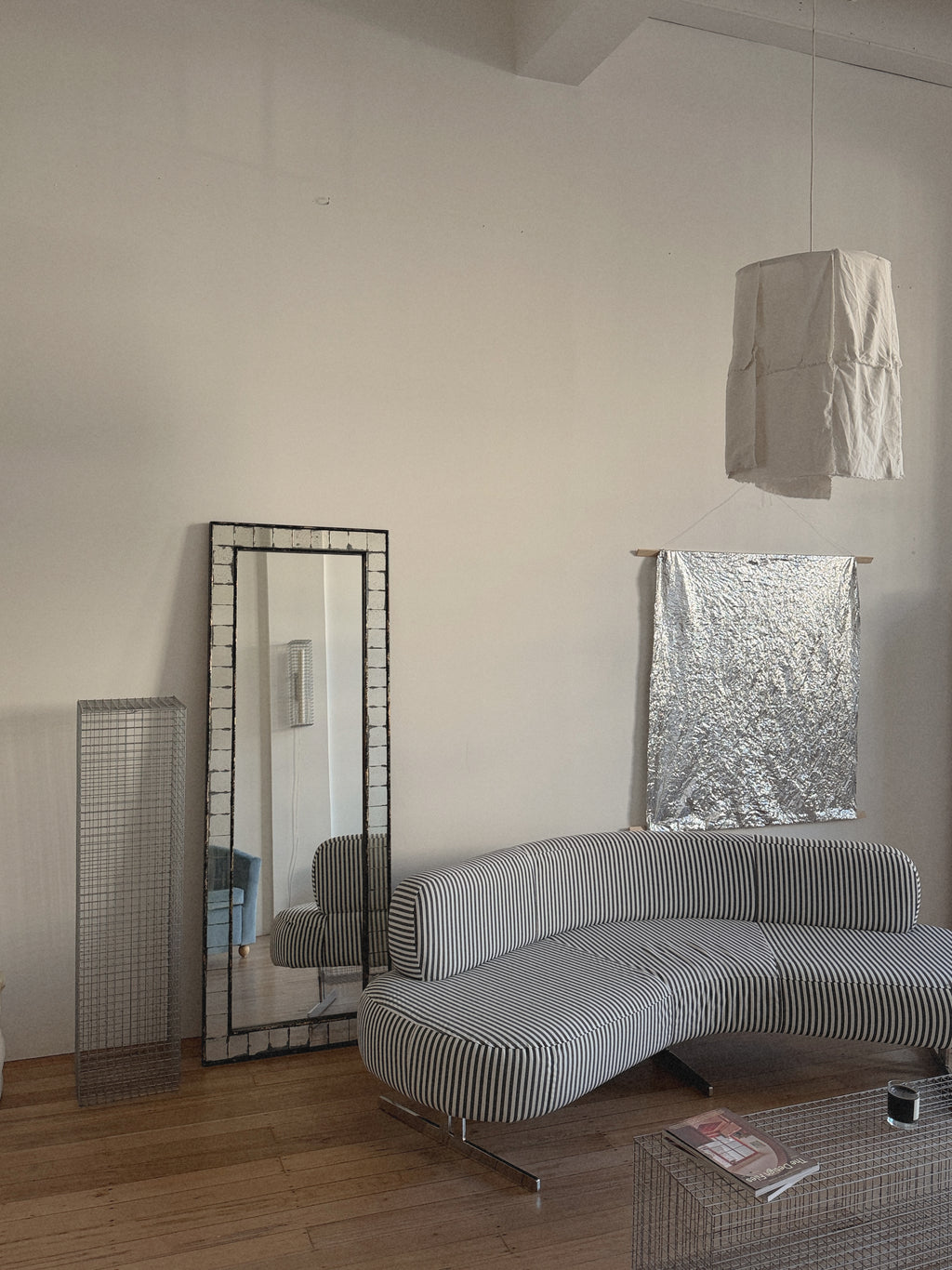 Custom Chrome + Stripe Curve Sofa
