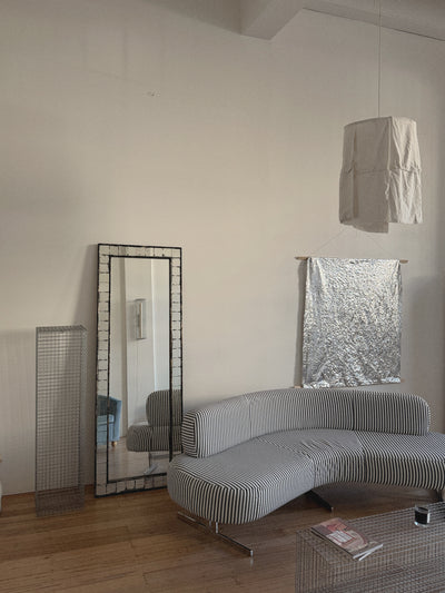 Custom Chrome + Stripe Curve Sofa