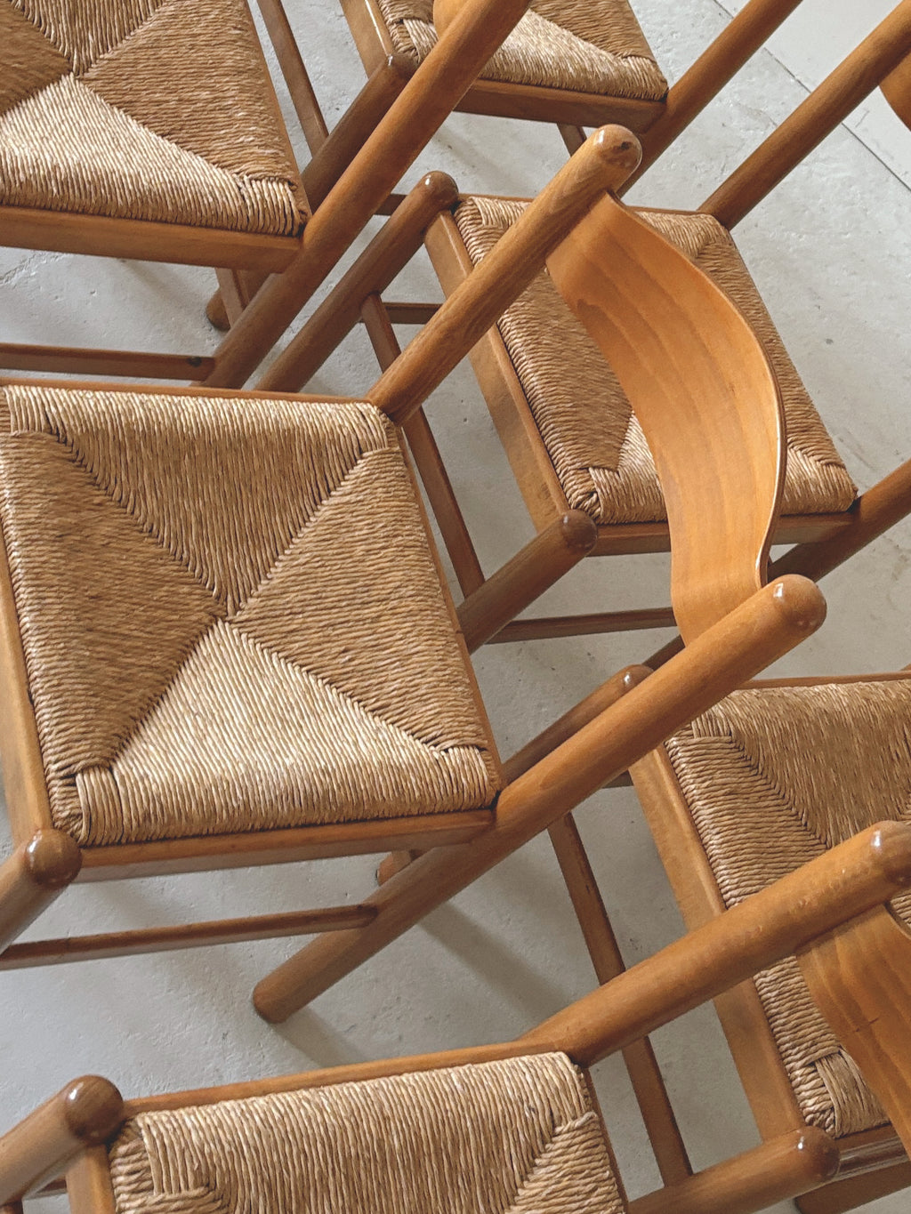 Italian Oak Rush Seat Chairs