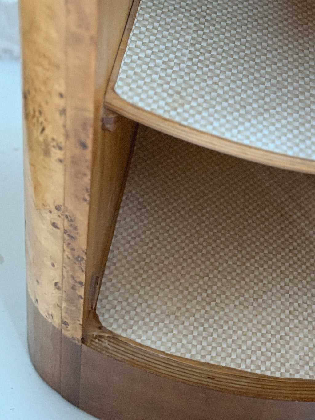 Burl + Walnut Bedside Tables
