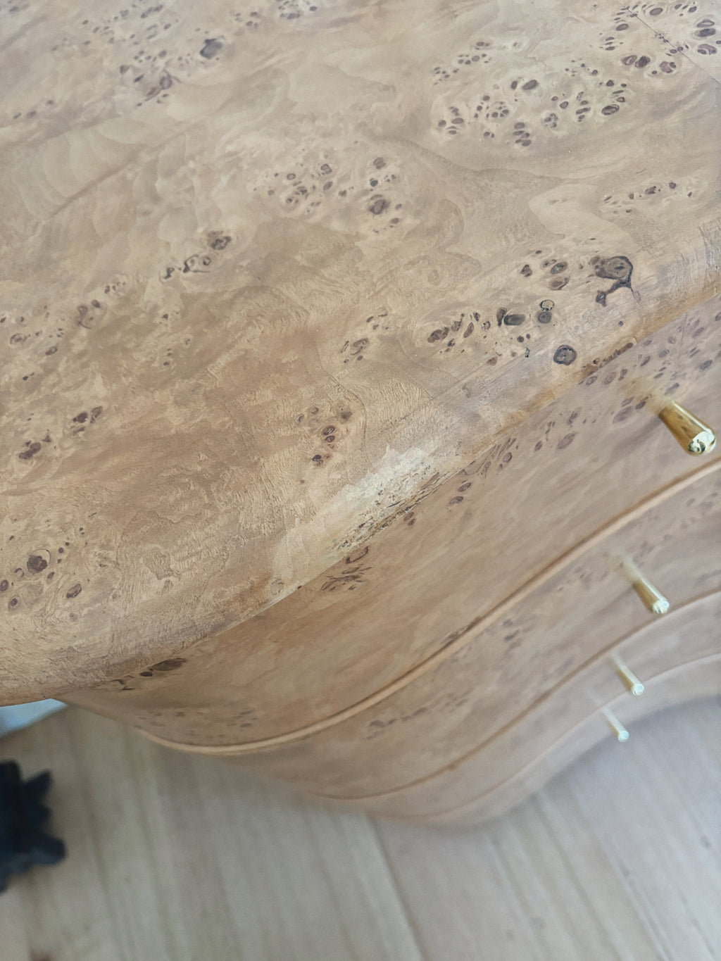 Curve Front Burl Drawers