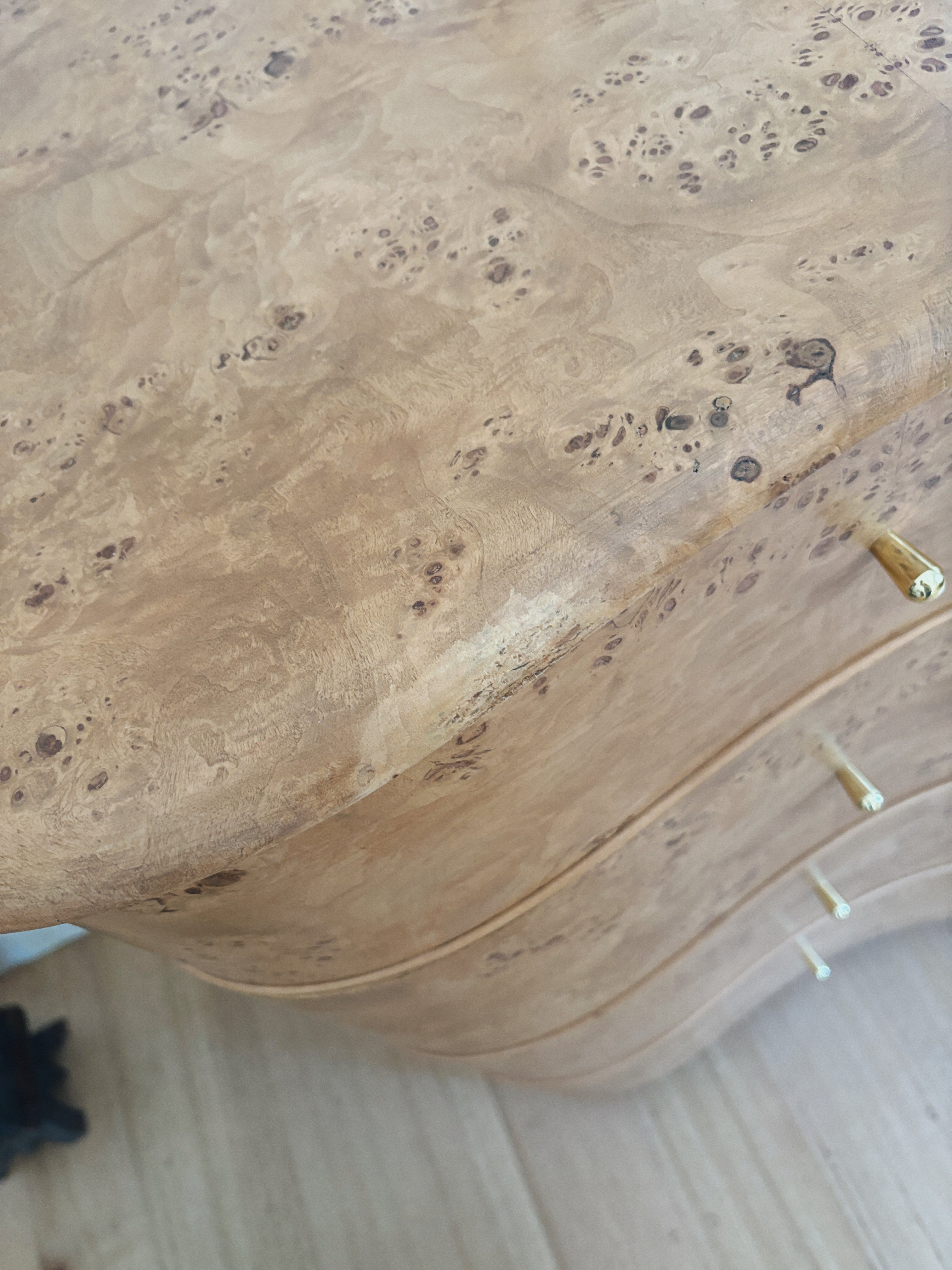 Curve Front Burl Drawers