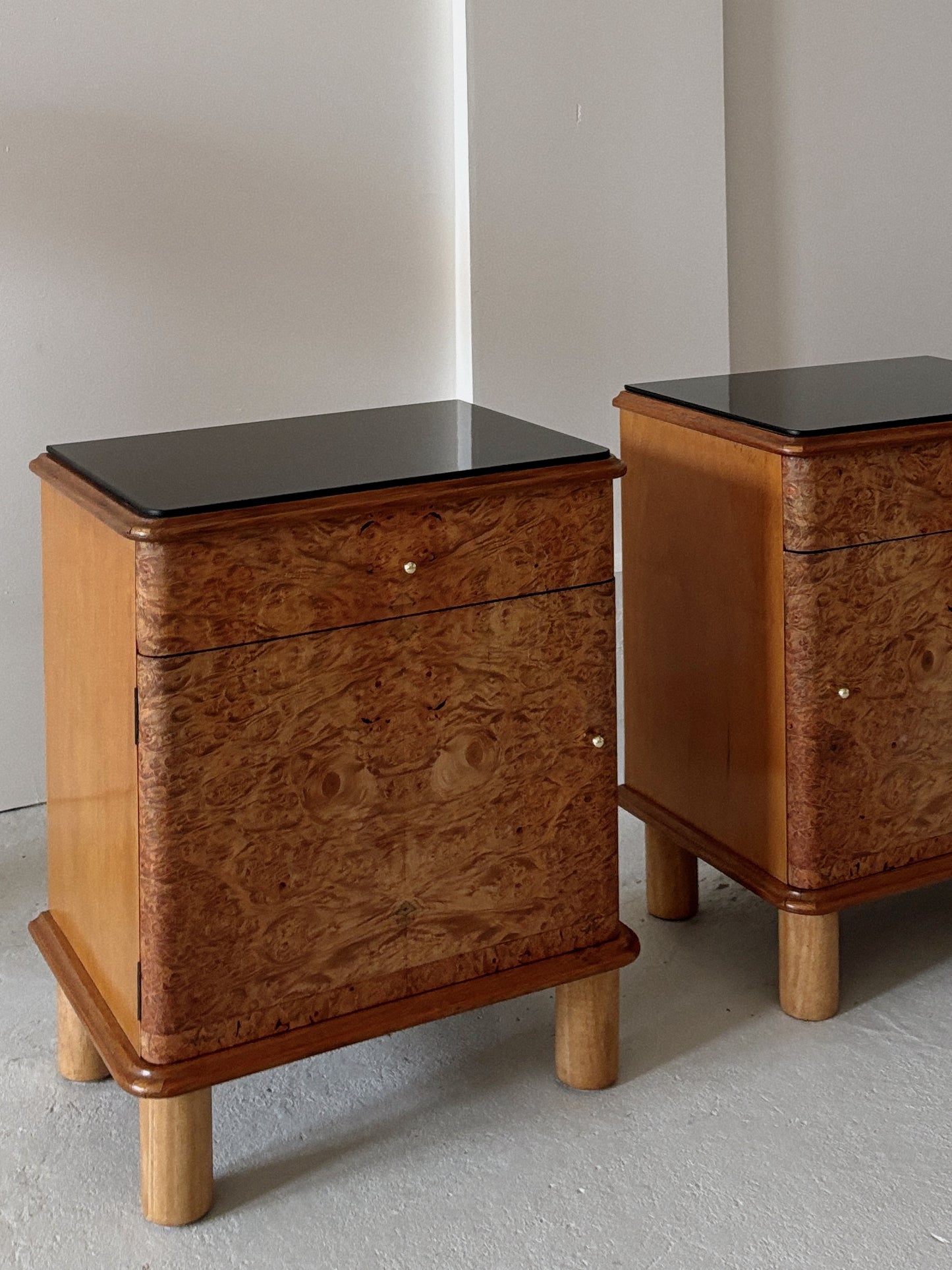 Walnut Burl Bedside Tables