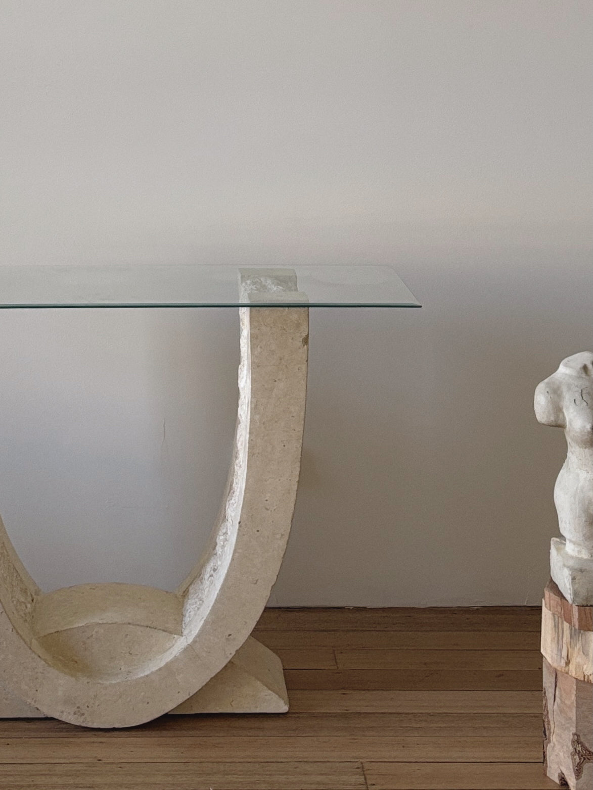 Vintage Fossil Stone Console Table