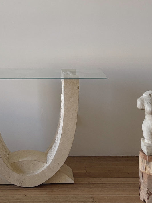 Vintage Fossil Stone Console Table