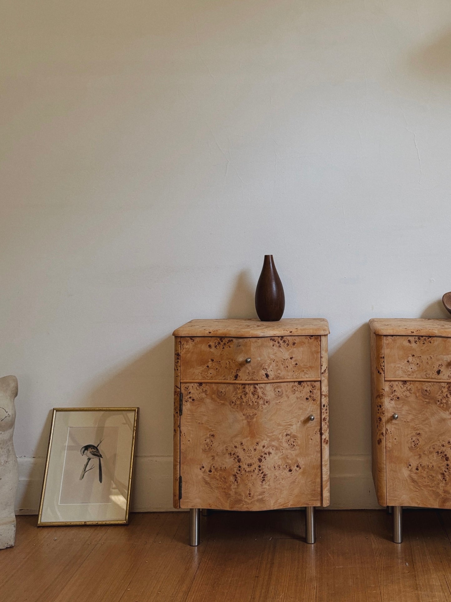 Curvy Burl Bedside Tables