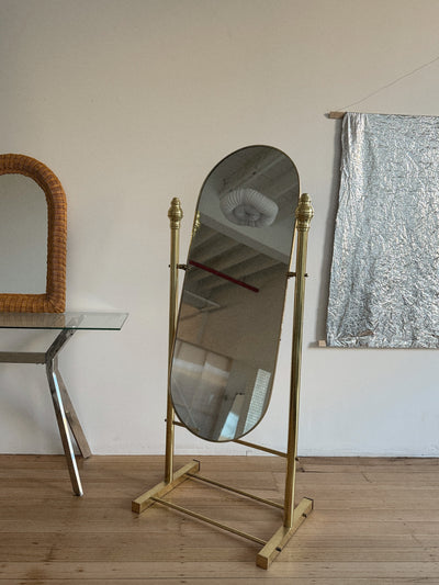 Vintage Brass Standing Mirror