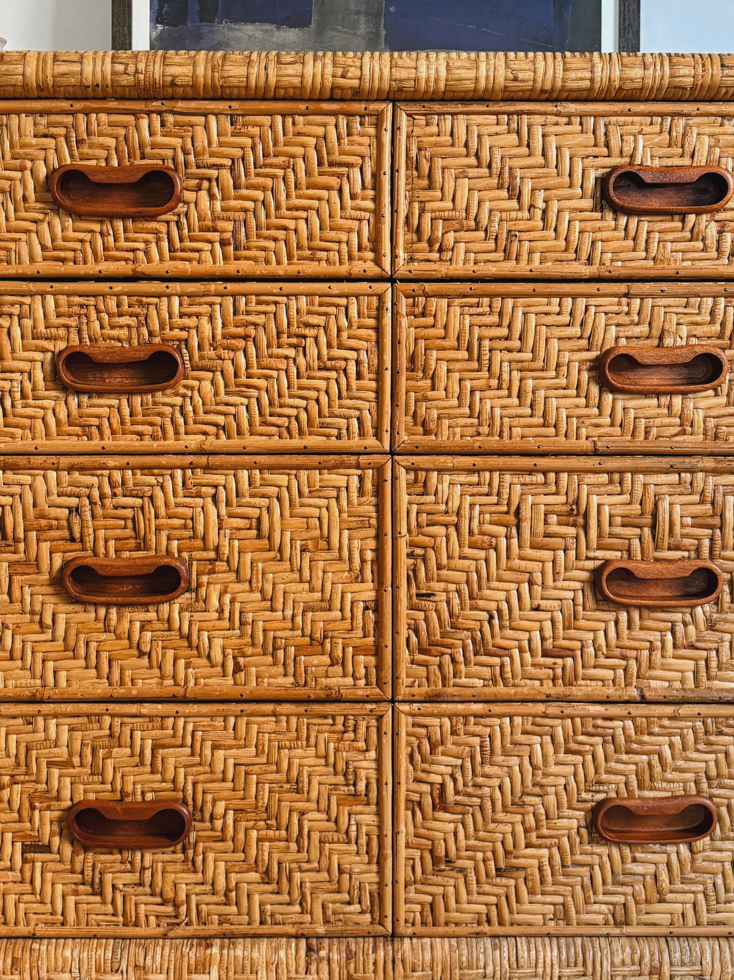 Mid Century Rattan Drawers