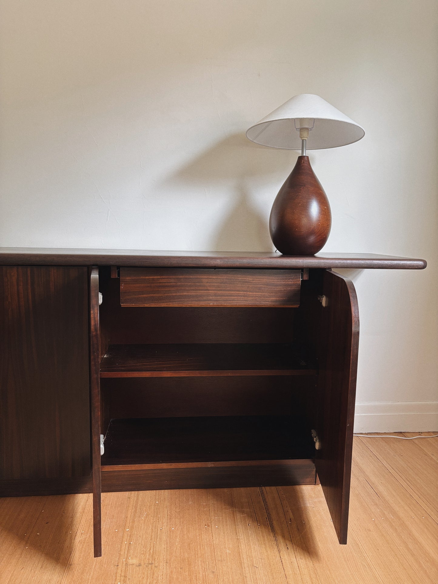 1980s Walnut Sideboard with Arch Detail