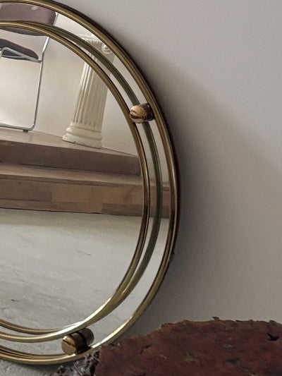 1970s Round Brass Mirror