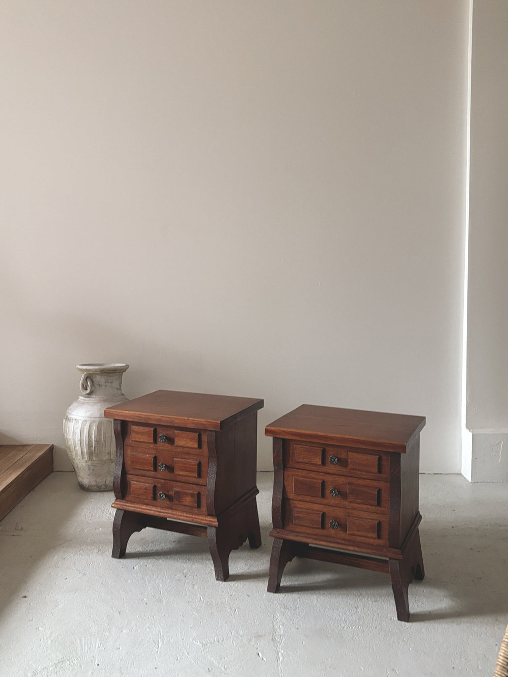 Set of 1970s Geometric Bedside Tables