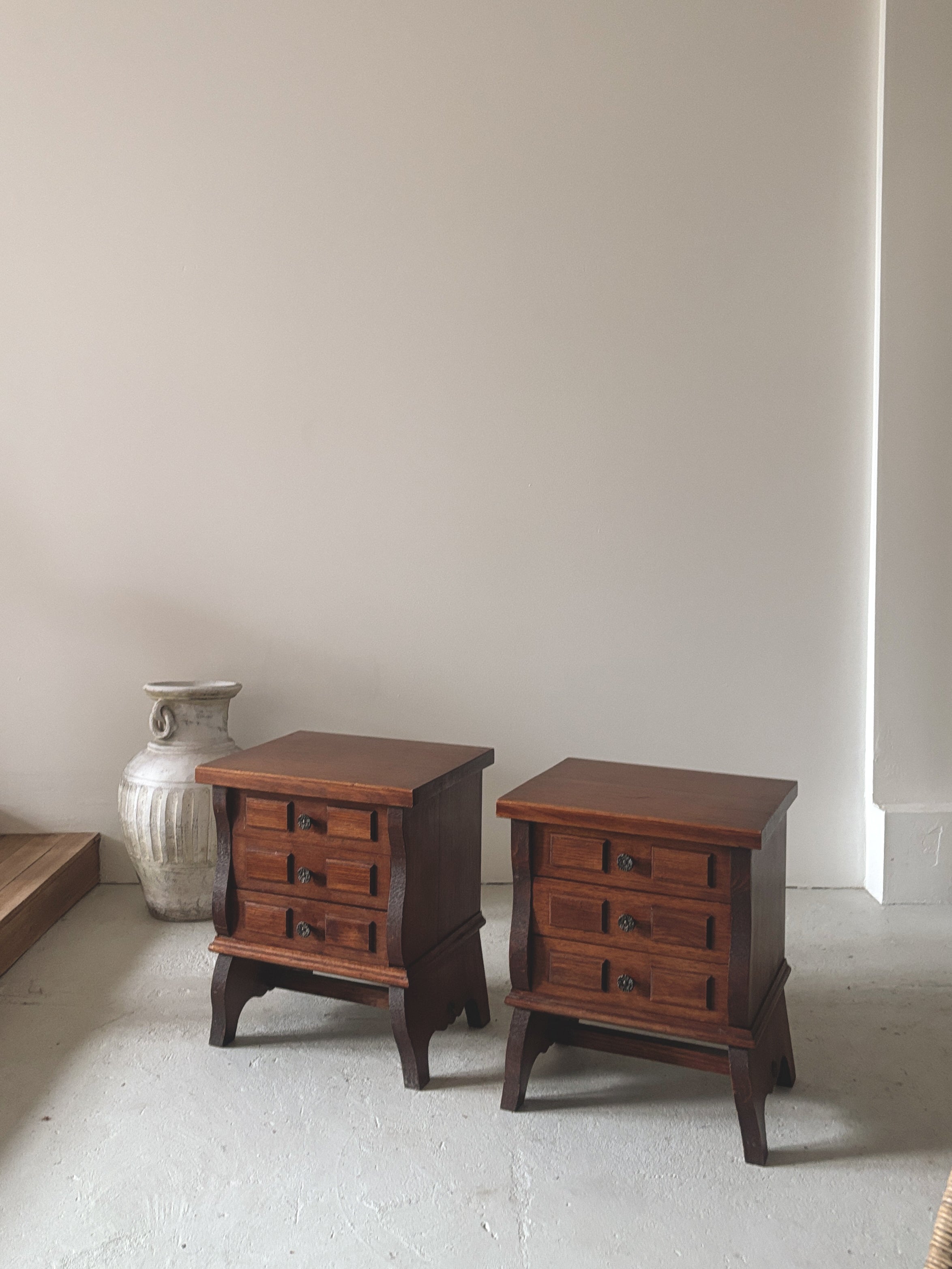 Set of 1970s Geometric Bedside Tables
