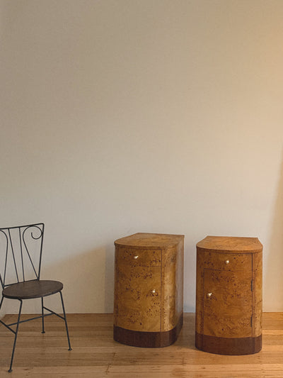 Burl + Walnut Bedside Tables