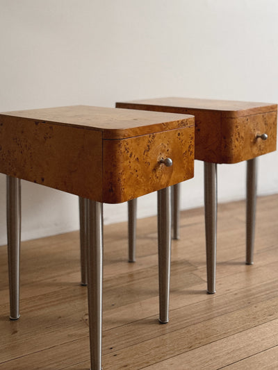 One Drawer Burl Bedside Tables