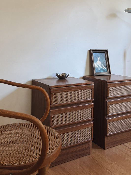 Vintage Rattan Bedside Tables