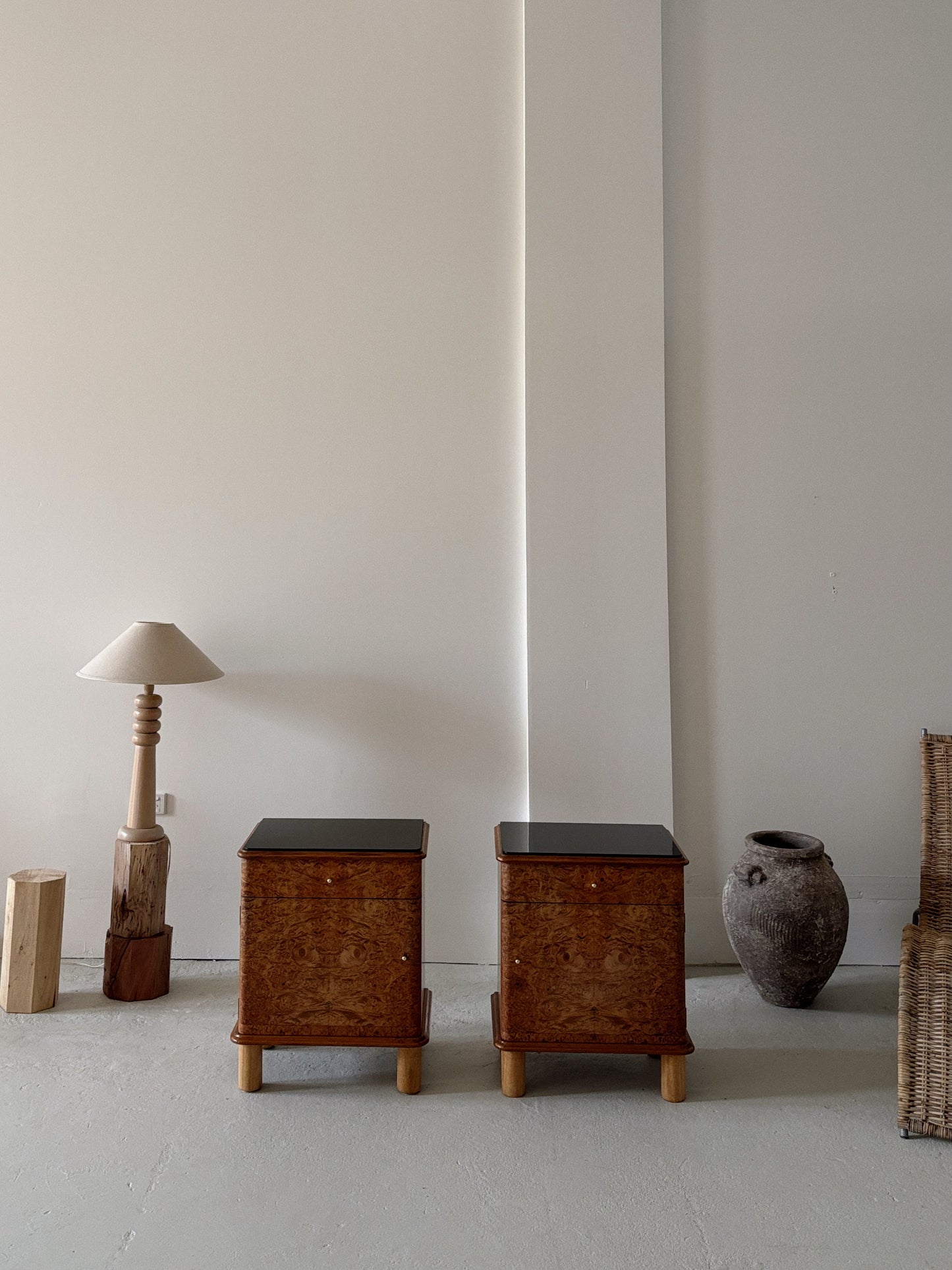 Walnut Burl Bedside Tables