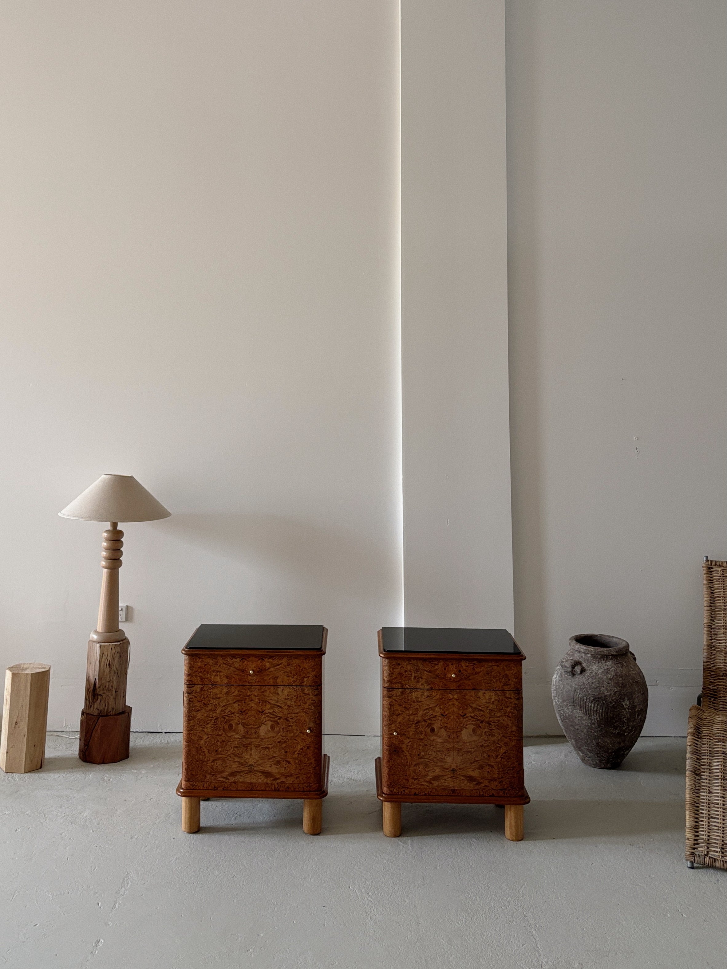 Walnut Burl Bedside Tables