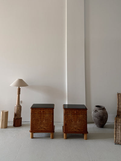 Walnut Burl Bedside Tables