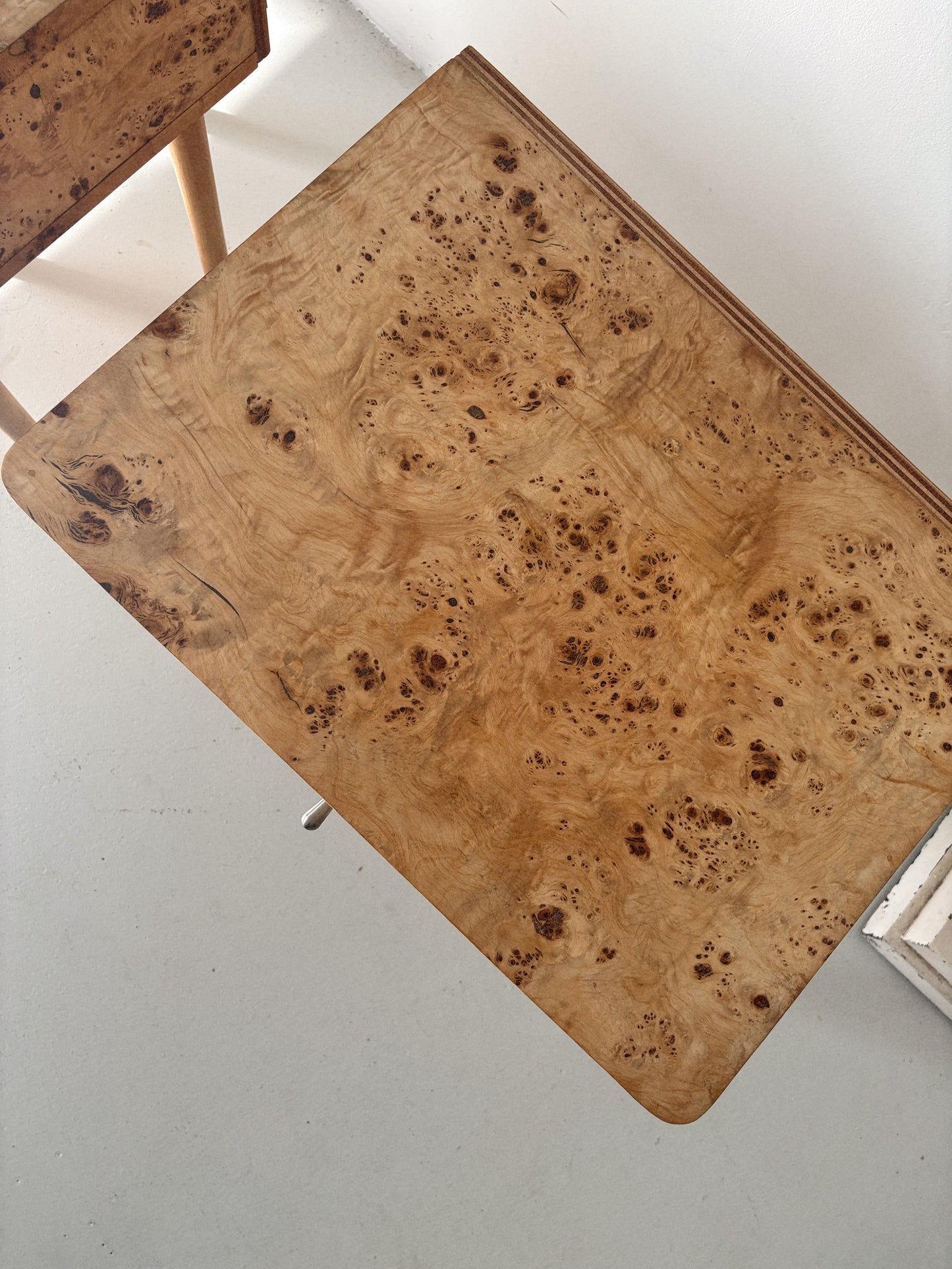 Single Draw Burl Bedside Tables
