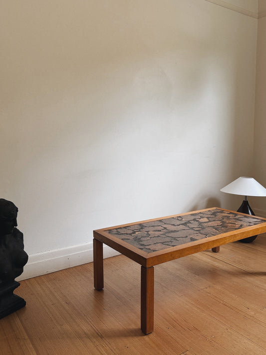 Mid Century Burl Inlay Coffee Table