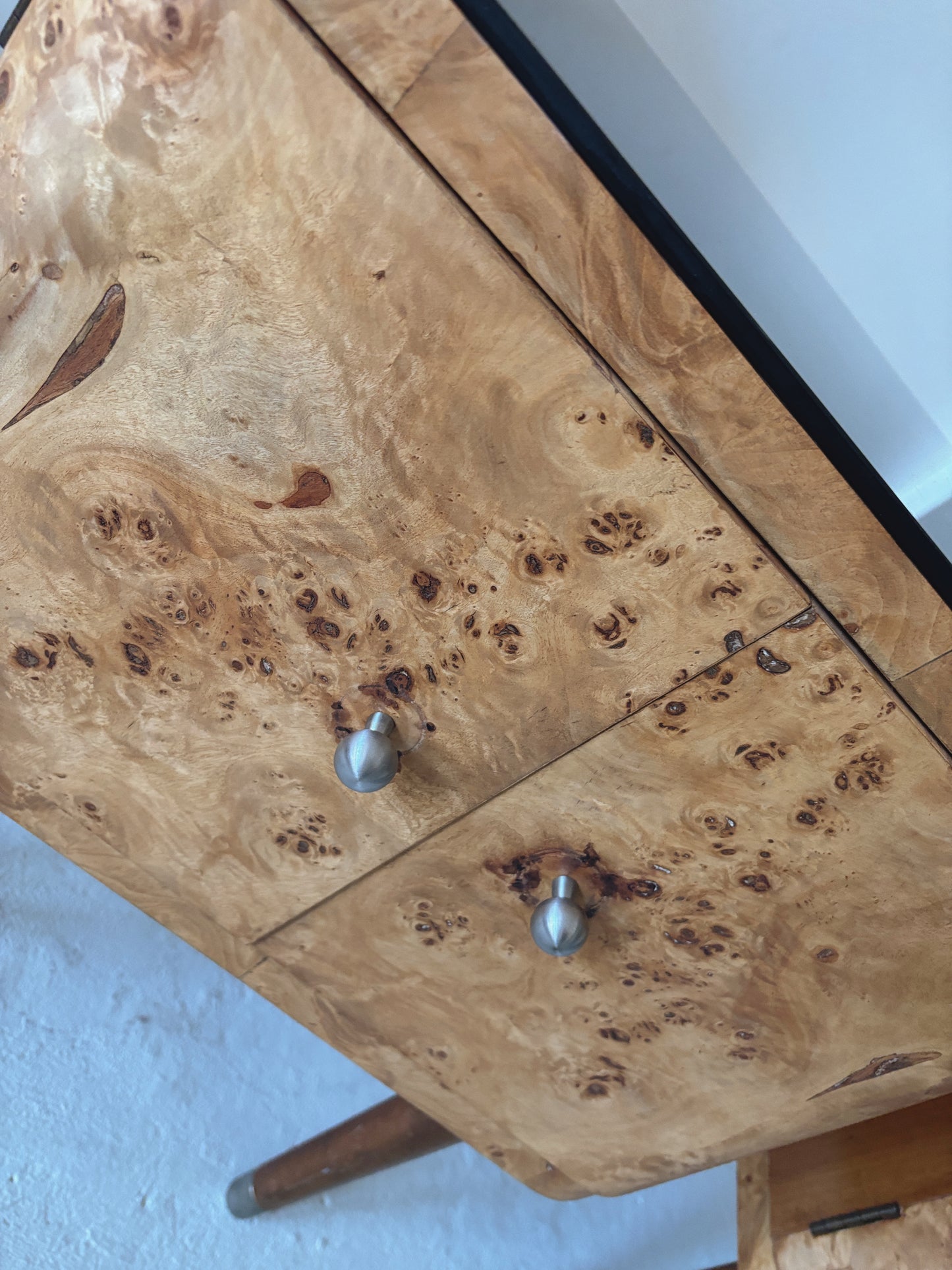 Cigar Leg Burl Bedside Tables