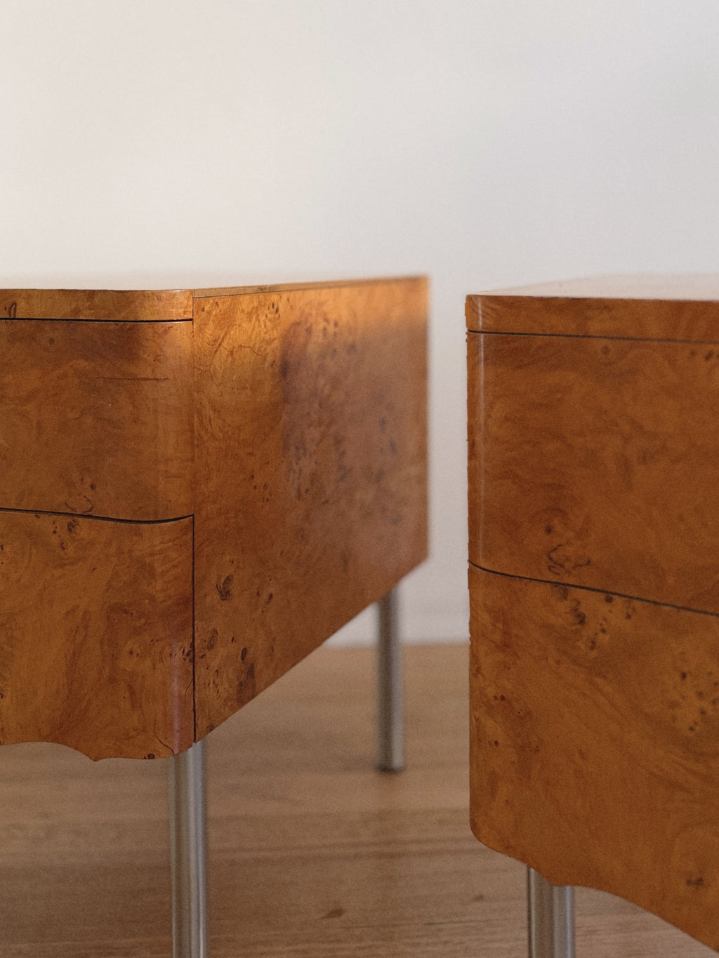 Wave Front Burl Bedside Tables