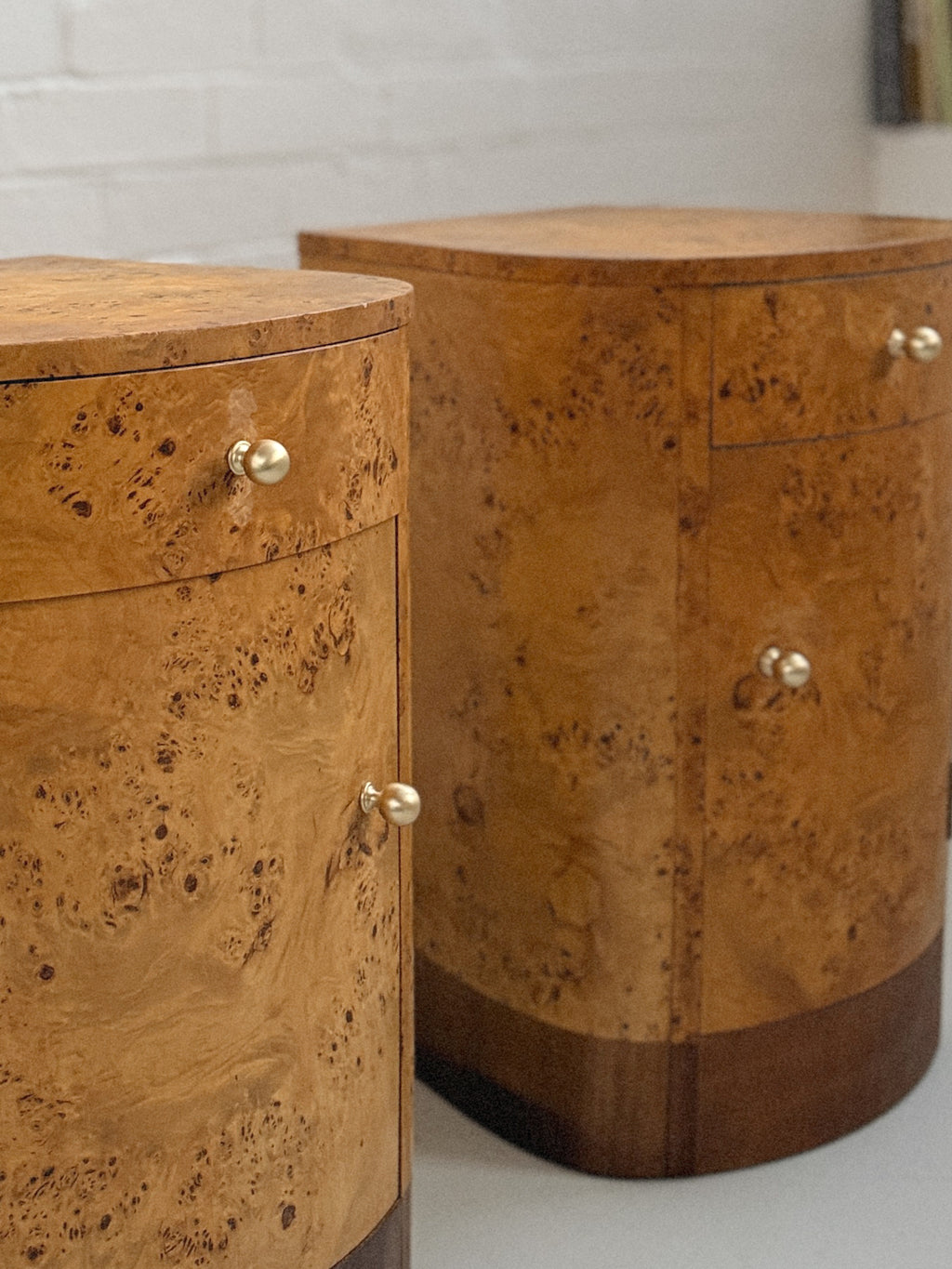 Burl + Walnut Bedside Tables