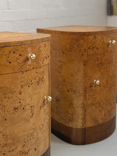 Burl + Walnut Bedside Tables