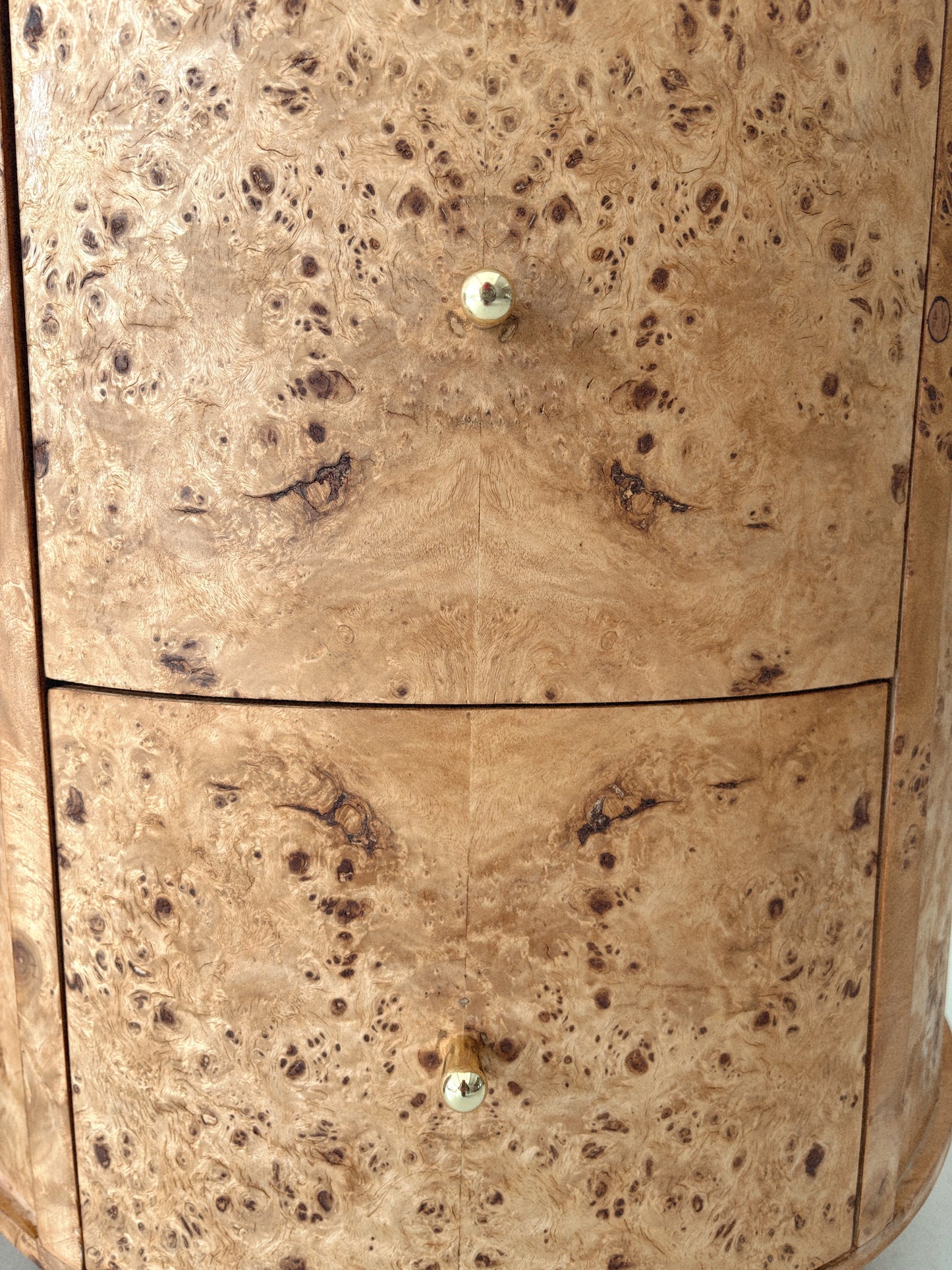 Round Vintage Burl Bedside Tables