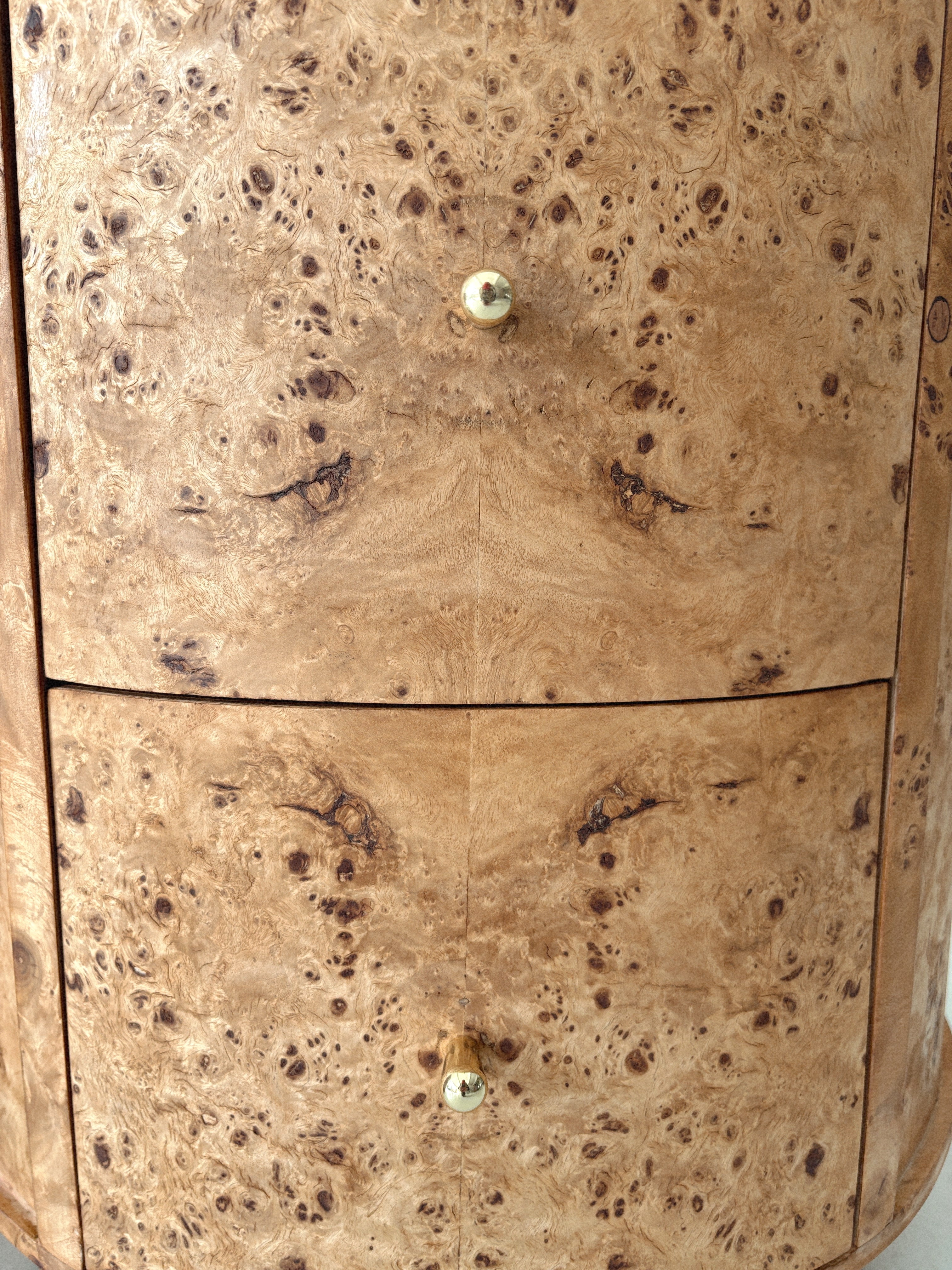 Round Vintage Burl Bedside Tables