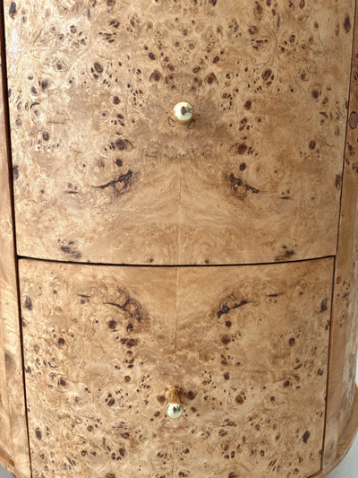 Round Vintage Burl Bedside Tables
