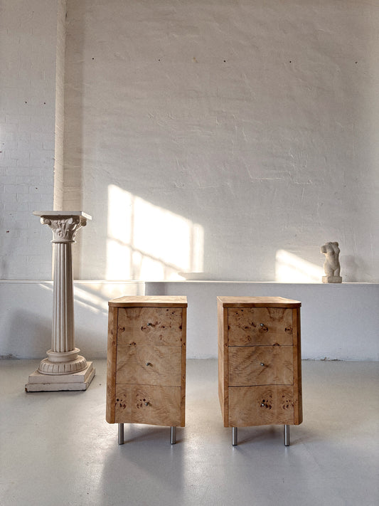 Asymmetric Burl Bedside Tables
