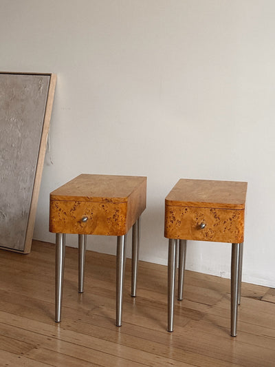 One Drawer Burl Bedside Tables