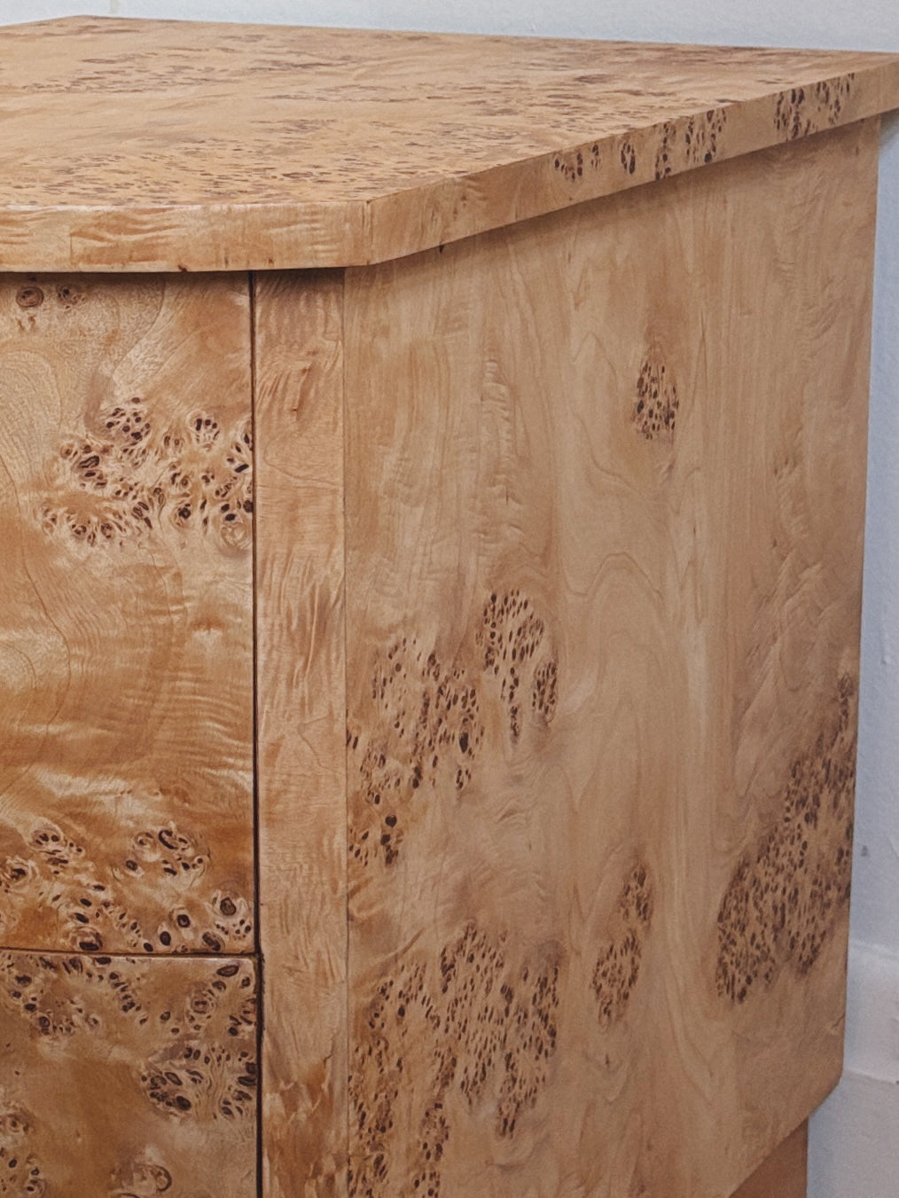 Custom Rounded Burl Bedside Tables