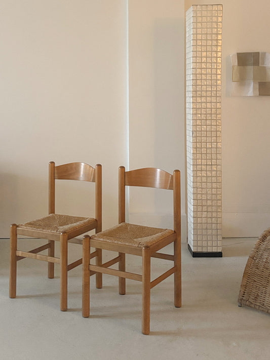 Italian Oak Rush Seat Chairs