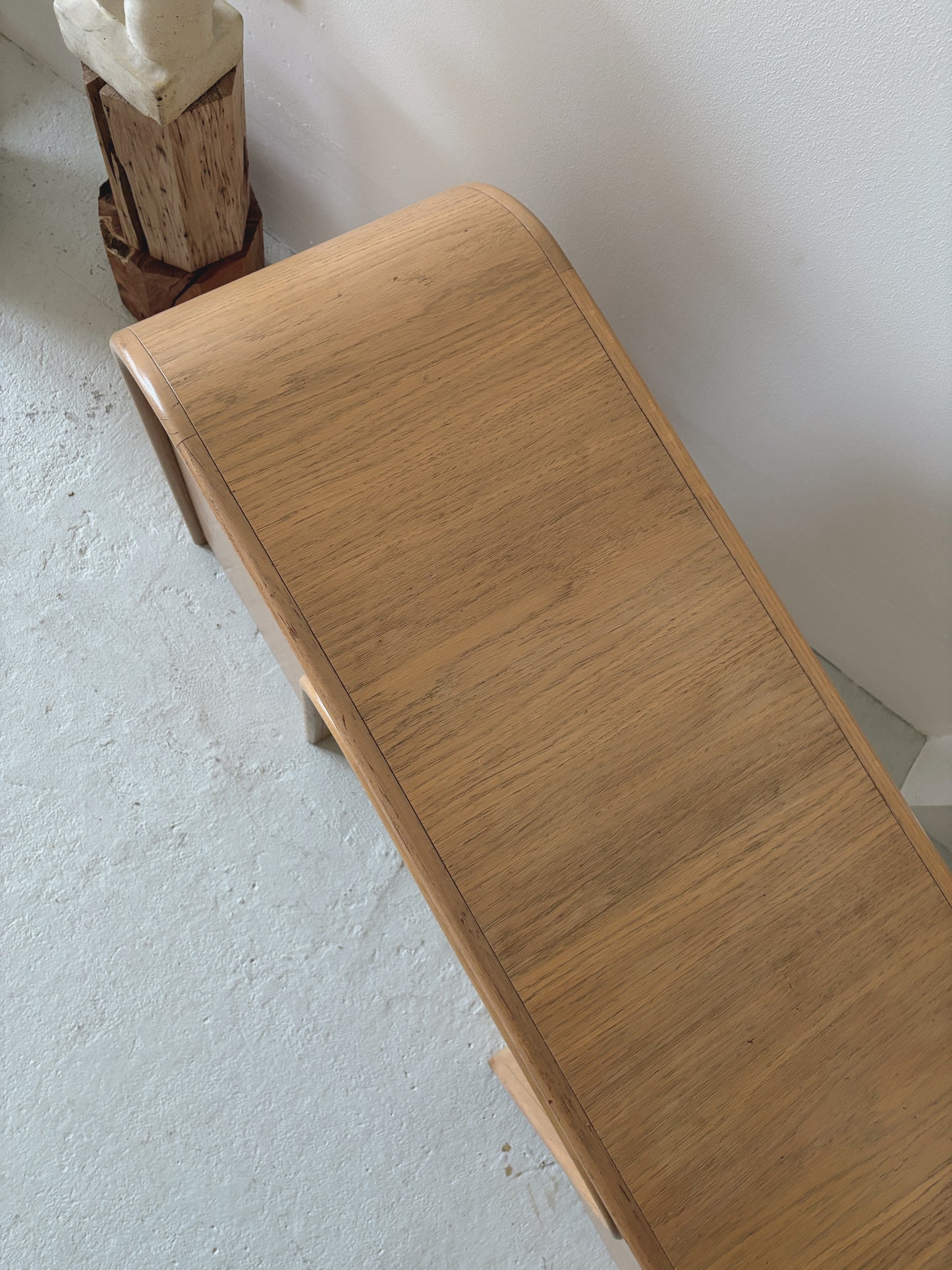 Custom 1980s Curved Oak Desk/Console