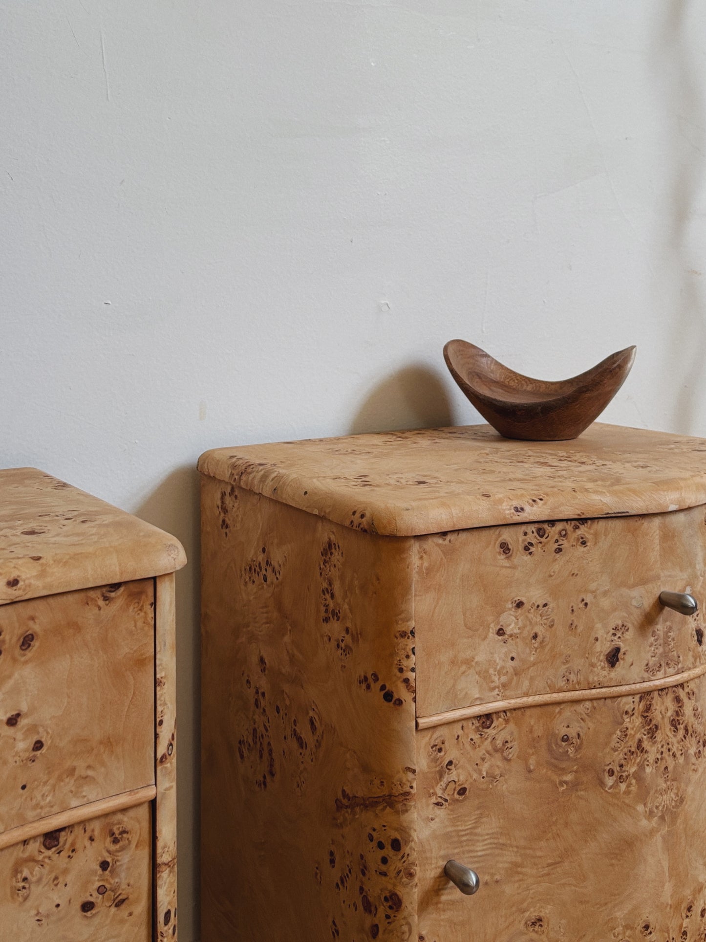 Curvy Burl Bedside Tables