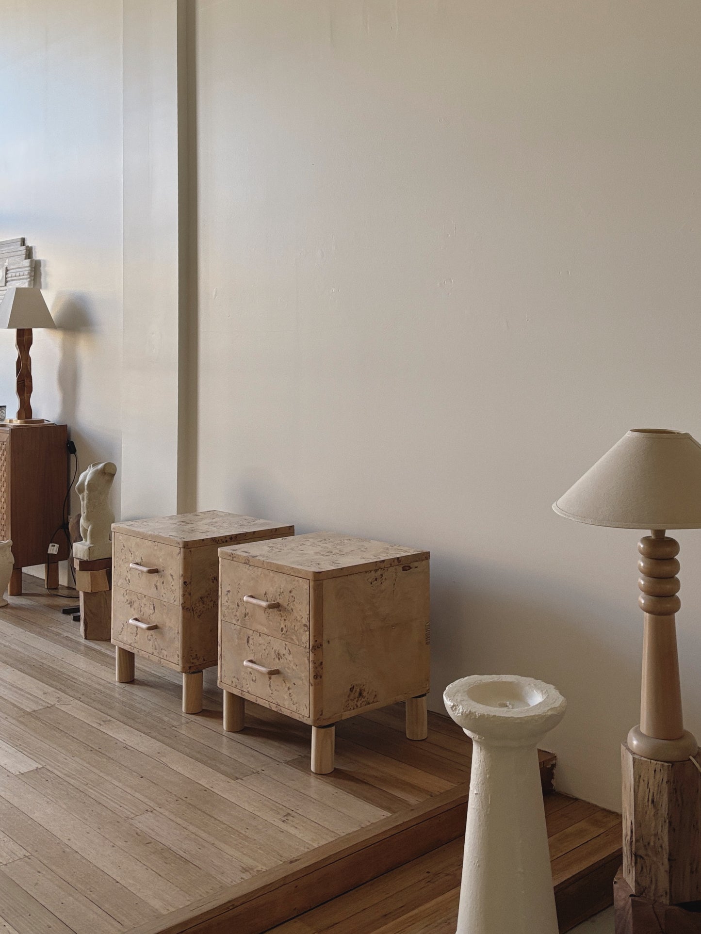 Light Burl bedside tables
