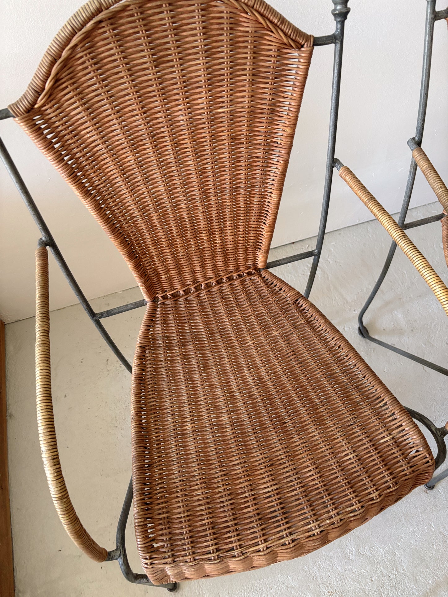 Set 6 Rattan + Steel Dining Chairs