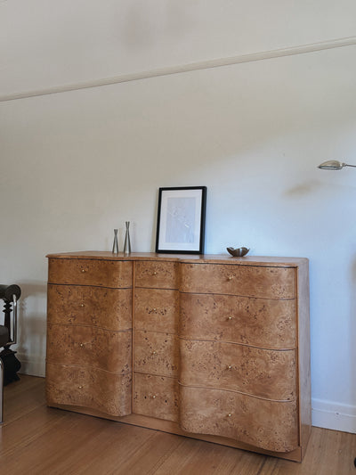 Curve Front Burl Drawers