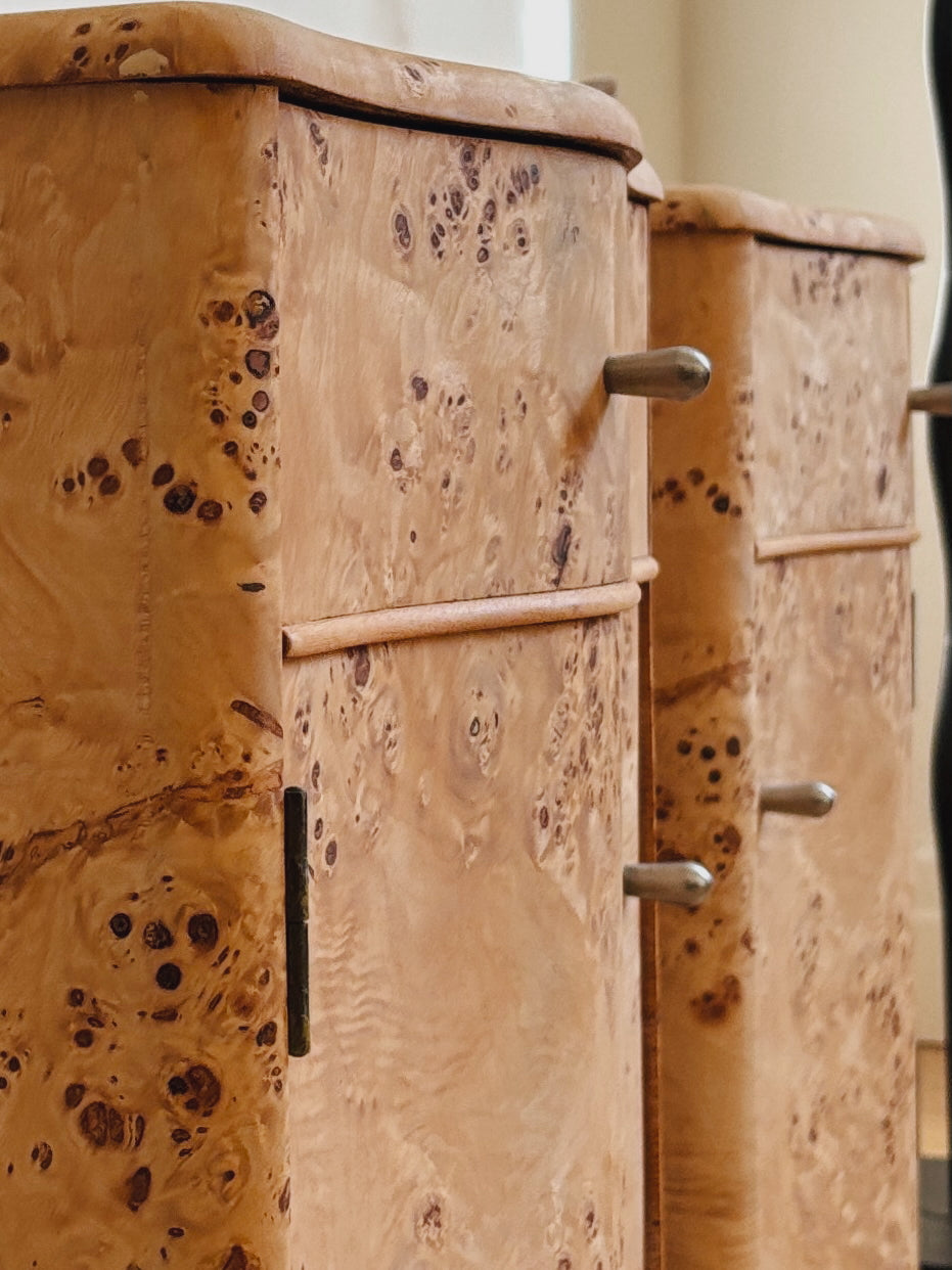 Curvy Burl Bedside Tables